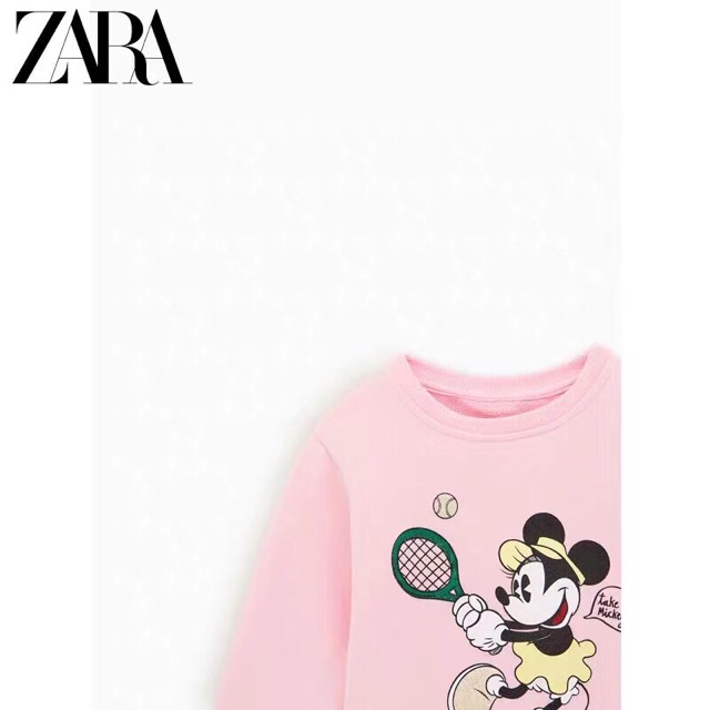 Áo nỉ da cá mickey hồng Zara 1-5Y (có ảnh thật)