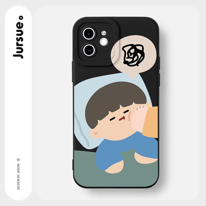 Ốp lưng JURSUE hoạt hình cặp đôi dễ thương đẹp cho iPhone 13 12 11 Pro Max SE 2020 X XR XS 8 7 ip 6S 6 Plus Y1849