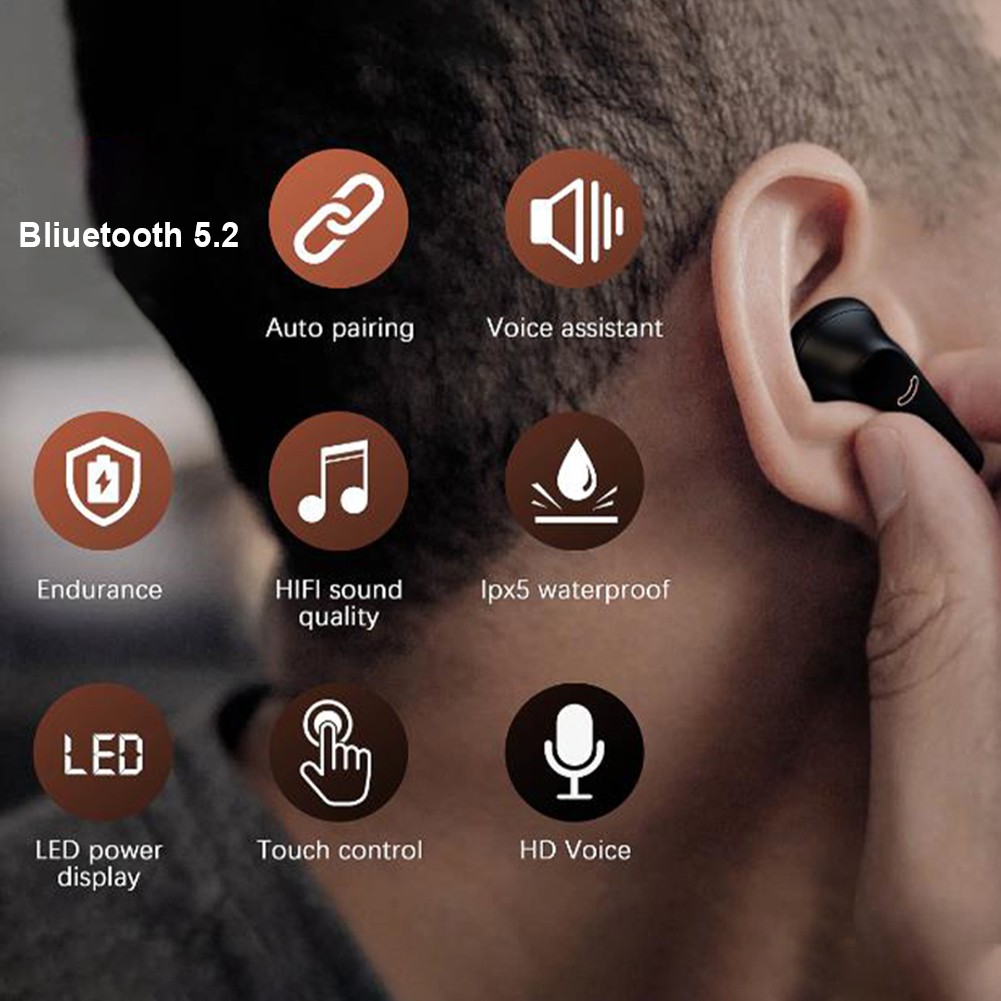 Tai Nghe Hel + Bluetooth 5.2 Chống Thấm Nước Có Mic Hiển Thị Led