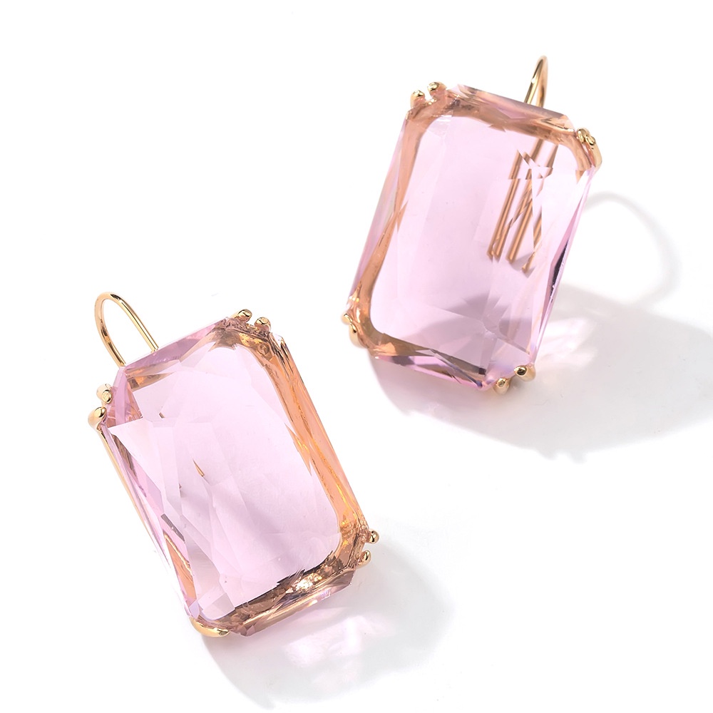 PINKDUDU Bông Tai PD685 Hình Vuông Đính Đá Bằng Hợp Kim Thời Trang Cho Nữ