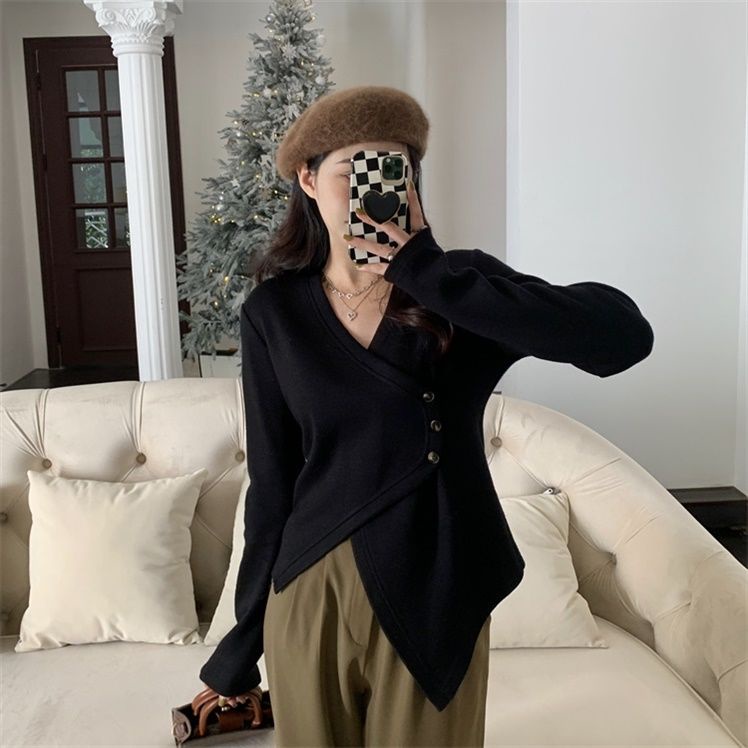 Áo Tay Dài Đan Chéo Plus Size Thời Trang Cho Nữ