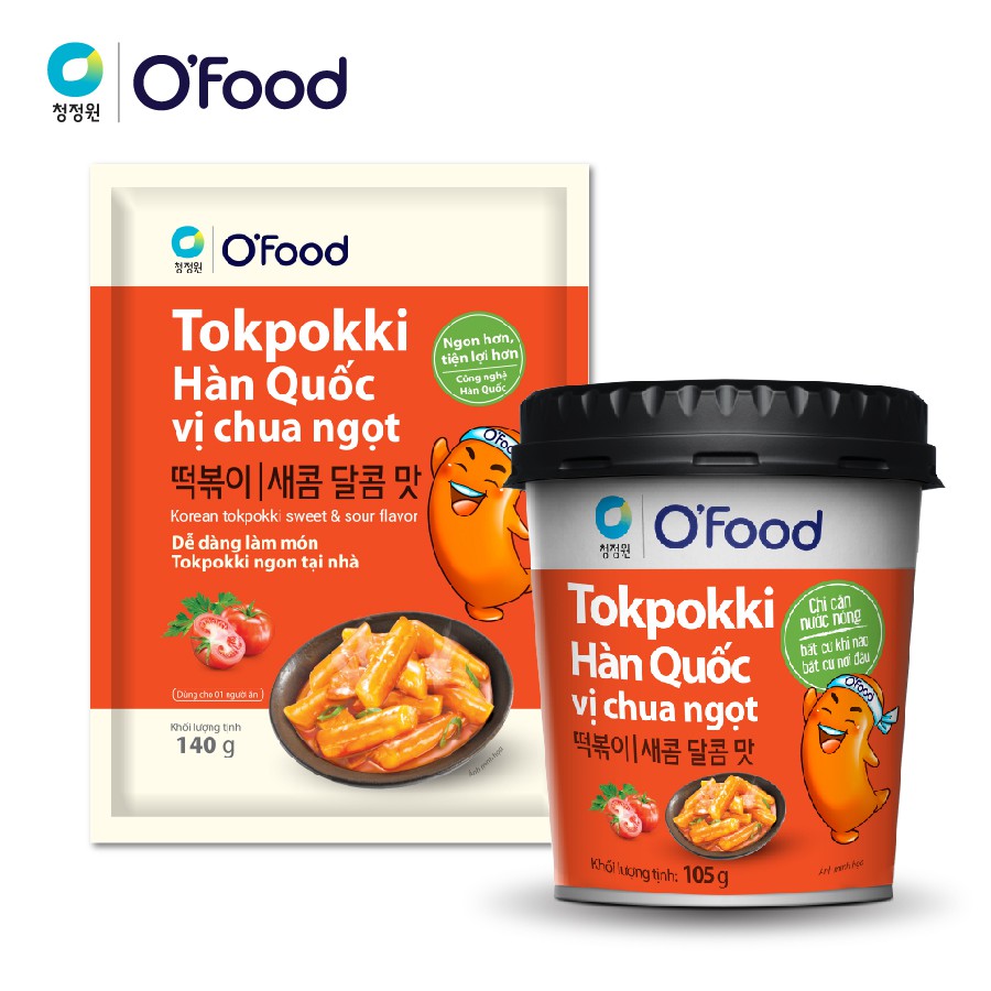 Combo tokbokki hộp và gói vị chua ngọt O'Food