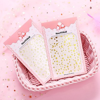 Tờ sticker dán móng hình ngôi sao/mặt trăng màu vàng