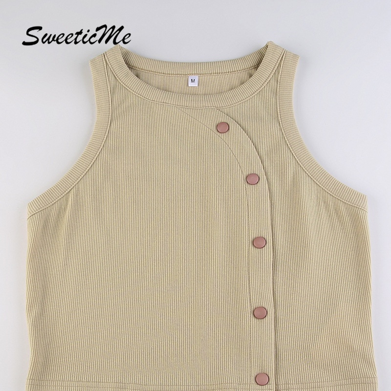 Áo Tank Top Cài Nút Phong Cách Đường Phố Cá Tính Cho Nữ SweeticMe