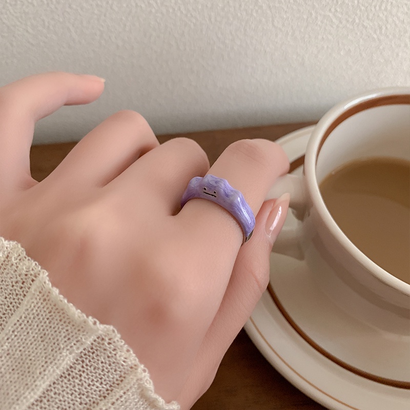 Nhẫn hở màu tím phong cách Hàn Quốc thời trang xinh xắn cho nữ
