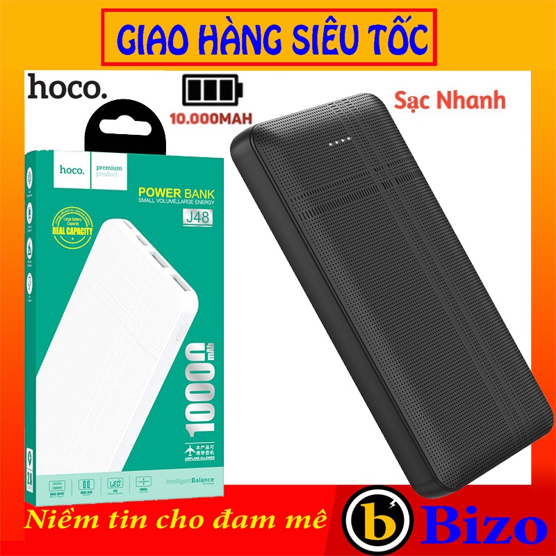 [HOCO] Pin sạc dự phòng Hoco J48 10000mah, cục sạc dự phòng 2 USB giúp sạc cùng lúc 2 thiết bị, sạc du phong