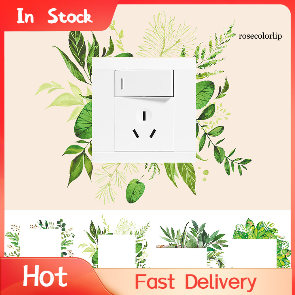 RC Miếng Dán Tường Trang Trí Ổ Cắm Điện Hình Lá Dạ Quang
