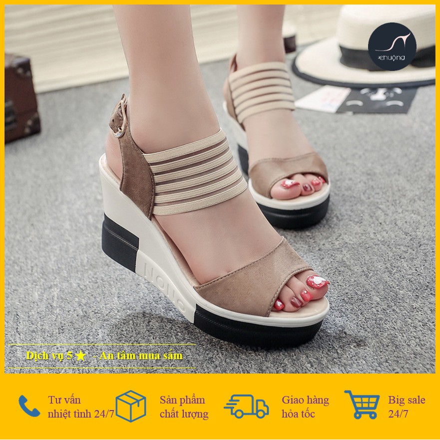 [ ẢNH THẬT ] GIÀY ĐẾ XUỒNG GIÀY CHUỘNG NỮ SANDAL CỔ QUAI ĐAN THỜI TRANG HÀN QUỐC 8.5 CM