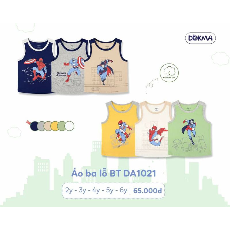 Áo ba lỗ cotton hình siêu nhân người nhện cho bé dokma