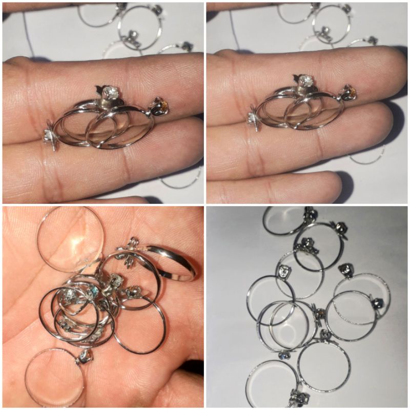 Sét 10 chiếc nhẫn bằng thép không gỉ có hạt đá_ dành cho các bé tiểu học