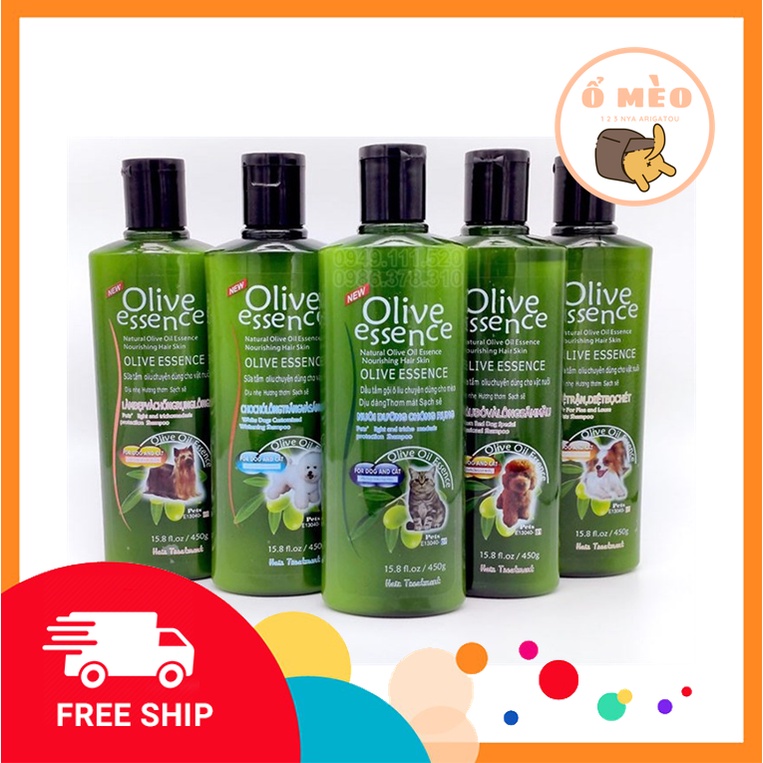 SỮA TẮM CHÓ MÈO DƯỠNG LÔNG Olive Essence Chai 450g