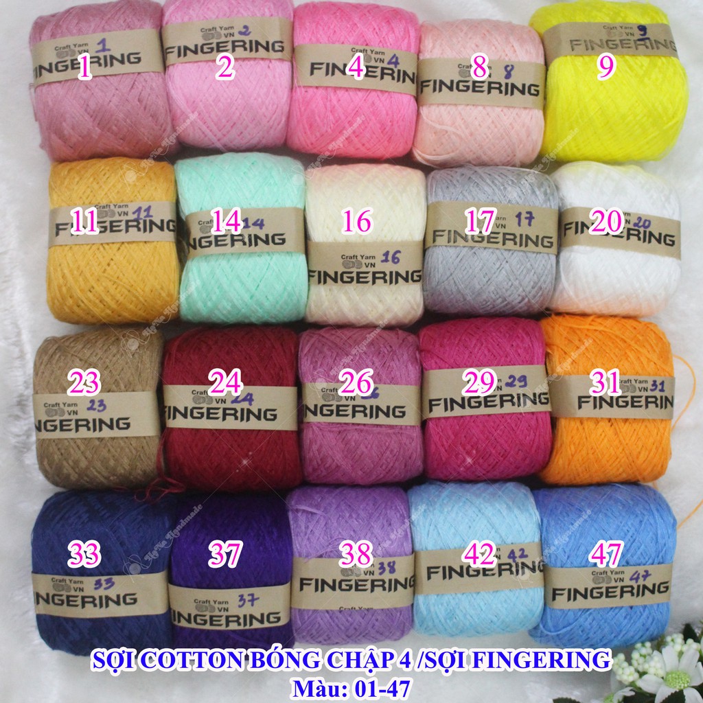 Cotton bóng chập 4/ sợi fingering (1-42)