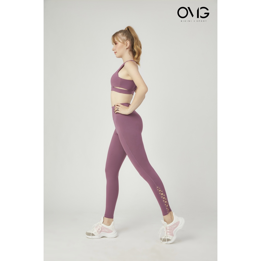 Bộ đồ tập Gym, Yoga 𝐁𝐈𝐊𝐈𝐍𝐈 𝐏𝐀𝐒𝐒𝐏𝐎𝐑𝐓 kiểu áo bra, quần phối dây cách điệu - Hồng