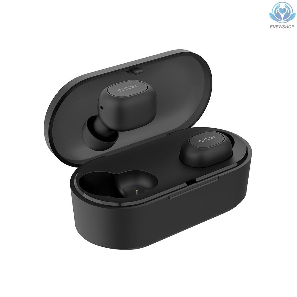 【enew】QCY BT5.0 Earphone TWS Earbuds Wireless Headphone Mini Stereo Earphones IPX4 Waterproof for Smartphones (Black)