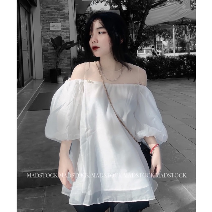 ÁO TRẮNG TRỄ VAI TAY BỒNG *ALICE* DÁNG BỒNG NHẸ NHÀNG  Áo Đi biển