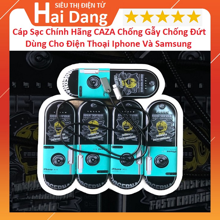 Cáp Sạc Chính Hãng CAZA, Chống Đứt Chống Gẫy Cáp Sạc iphone, Cáp Sạc Samsung Sạc Nhanh-Bọc Thép - Hộp