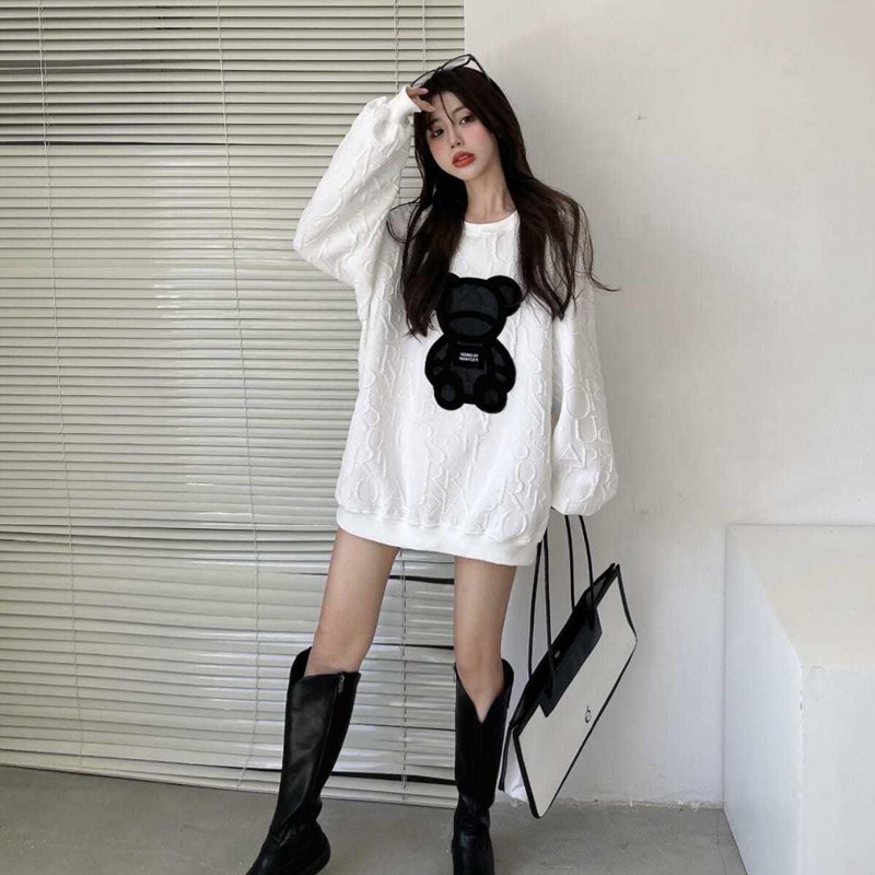 IELGY  Áo sweater Mỏng Tay Dài Dáng Rộng Kiểu Đường Phố Cá Tính Cho Nữ