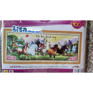 Tranh thêu MÃ ĐÁO THÀNH CÔNG lv3270 (142x58cm) chưa thêu 3d