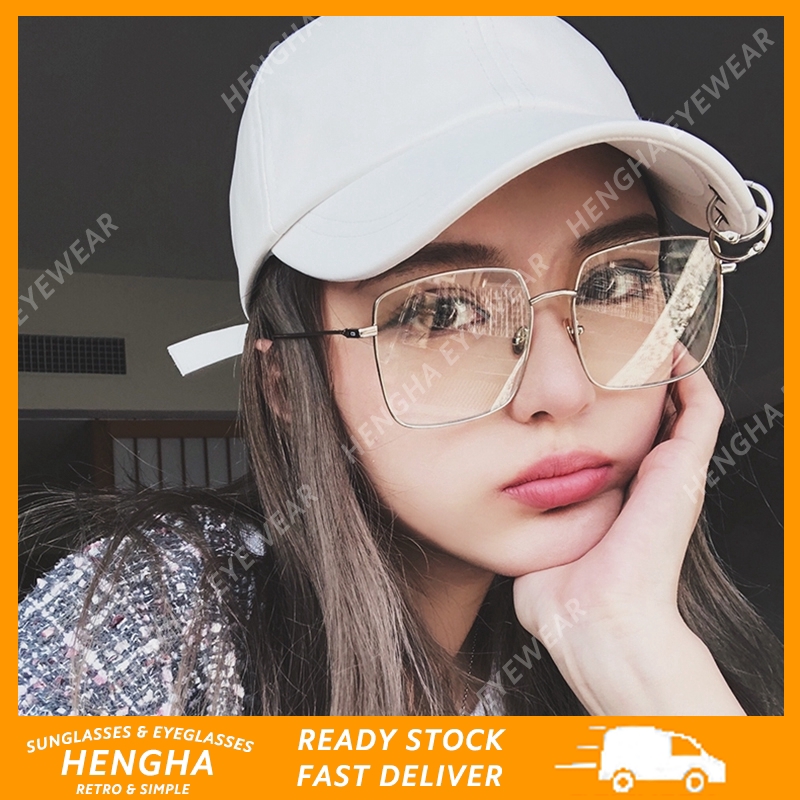 Kính mát gọng kim loại hình vuông cá tính chống tia UV phong cách Hàn Quốc