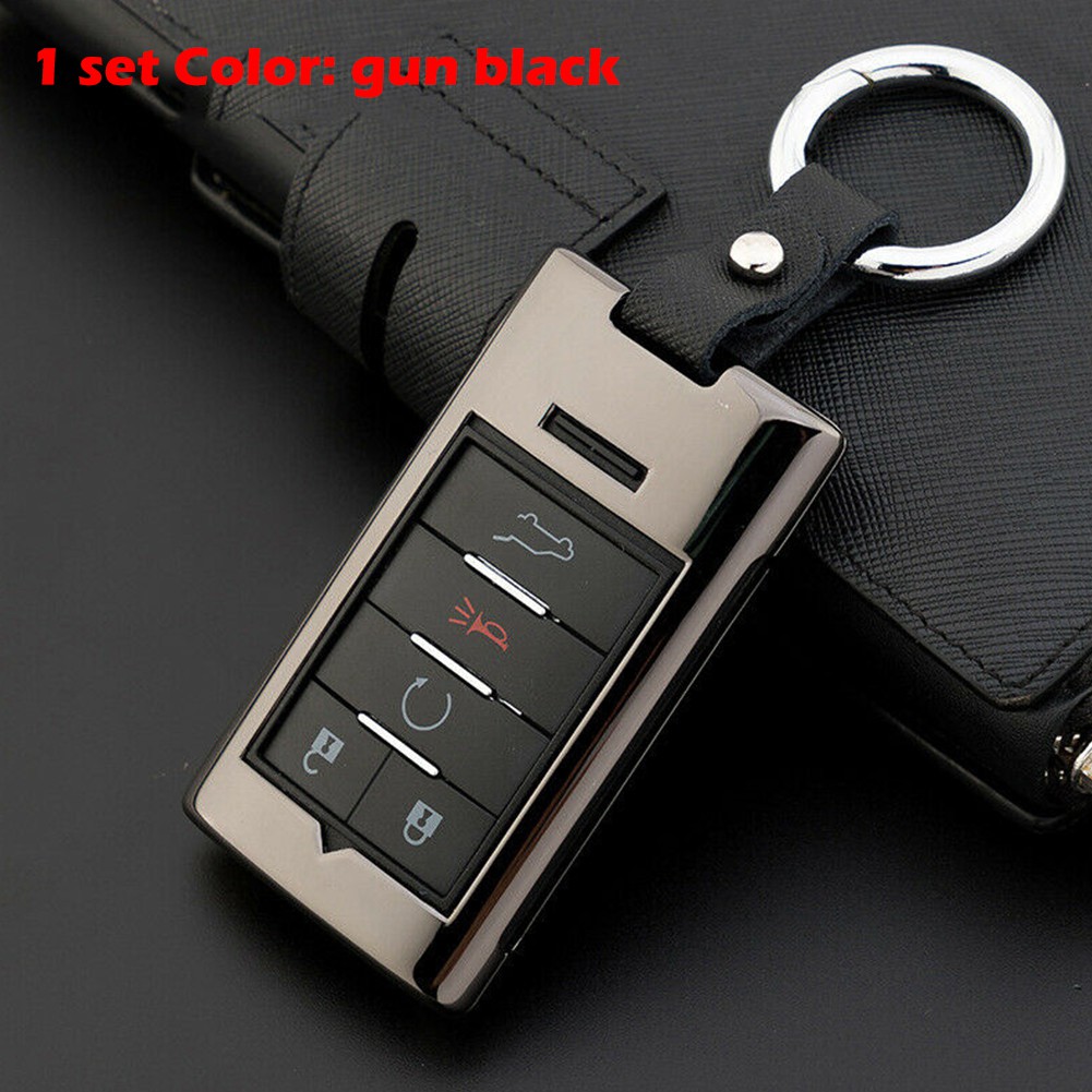 Metal Remote Smart Key Fob Case Gun Color For Cadillac ATS SRX STS CTS XTS