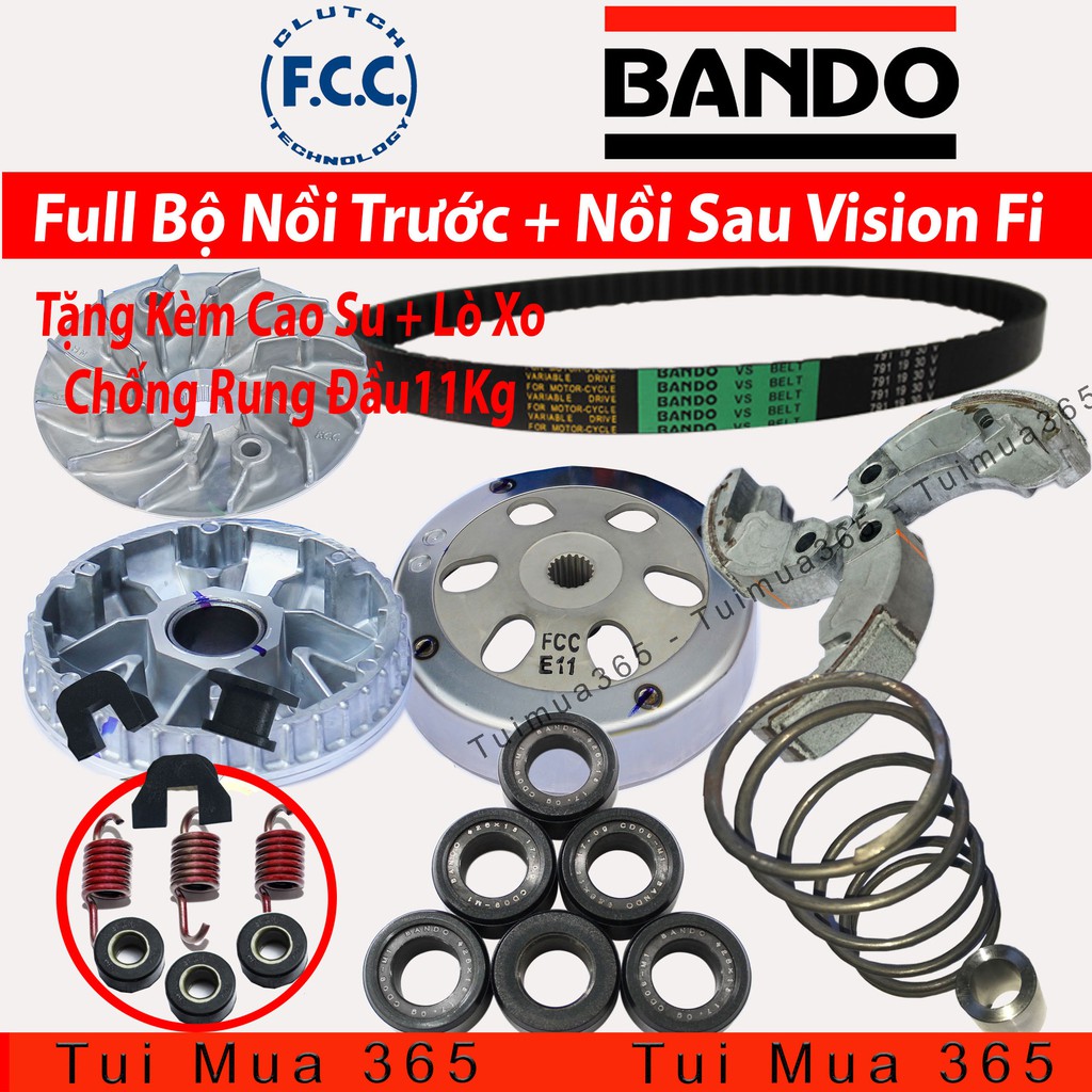 Full Bộ nồi trước và Nồi Sau Honda Vision Fi ( Bando / FCC )