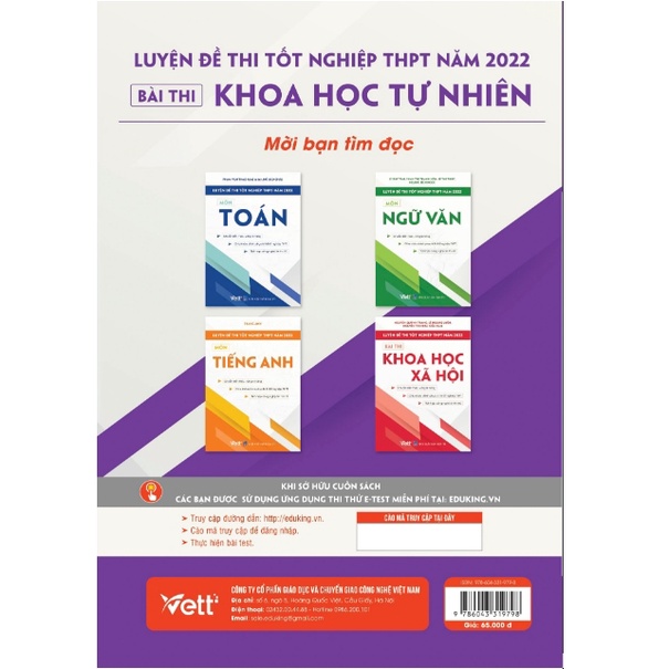 Sách - Luyện đề thi tốt nghiệp THPT năm 2022 Bài thi Khoa học tự nhiên