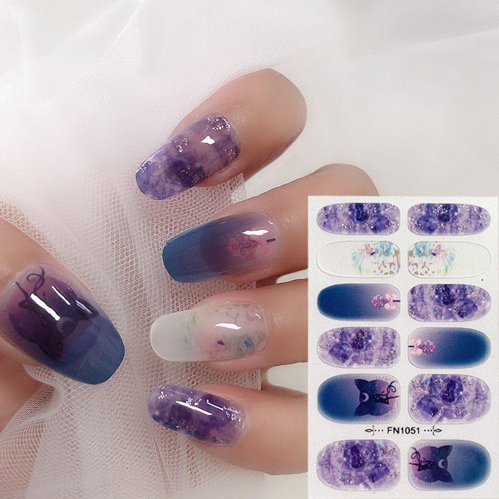 QQMALL Miếng Dán Móng Tay Tự Dính Nhiều Màu Sắc Chống Nước Họa Tiết Hoạt Hình