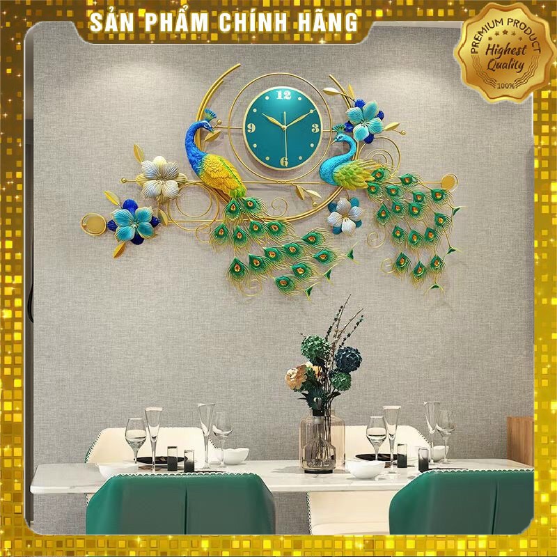 Đồng Hồ Treo Tường Trang Trí Đôi Công Uyên Ương Chính Hãng 061