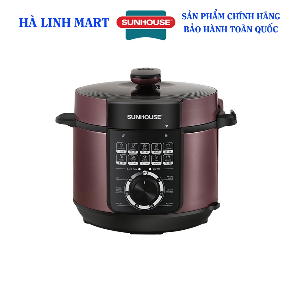 Nồi áp suất điện đa năng Sunhouse SHD1657, Công suất 1000W, Dung tích 6 lít, Van xả chống bỏng, BH 12 tháng