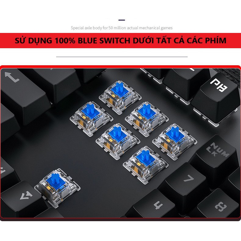 Combo Bàn Phím Cơ H650 Và Chuột Gaming V5 Led Đổi Màu Cao Cấp, Keyboard Có 10 Chế Độ Led Blue Switch Chơi Game Siêu Đã | BigBuy360 - bigbuy360.vn