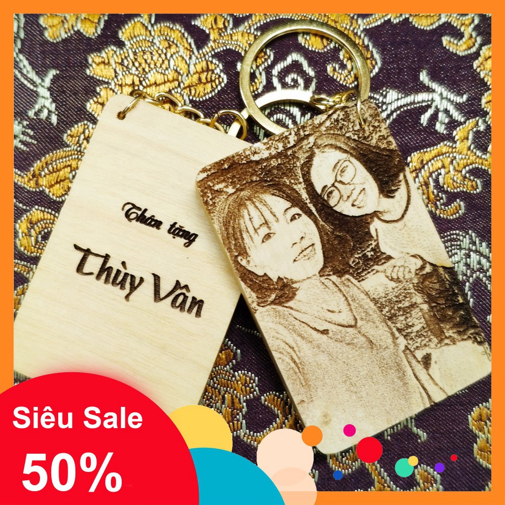 Phụ kiện khoá gỗ khắc hình và tên theo yêu cầu