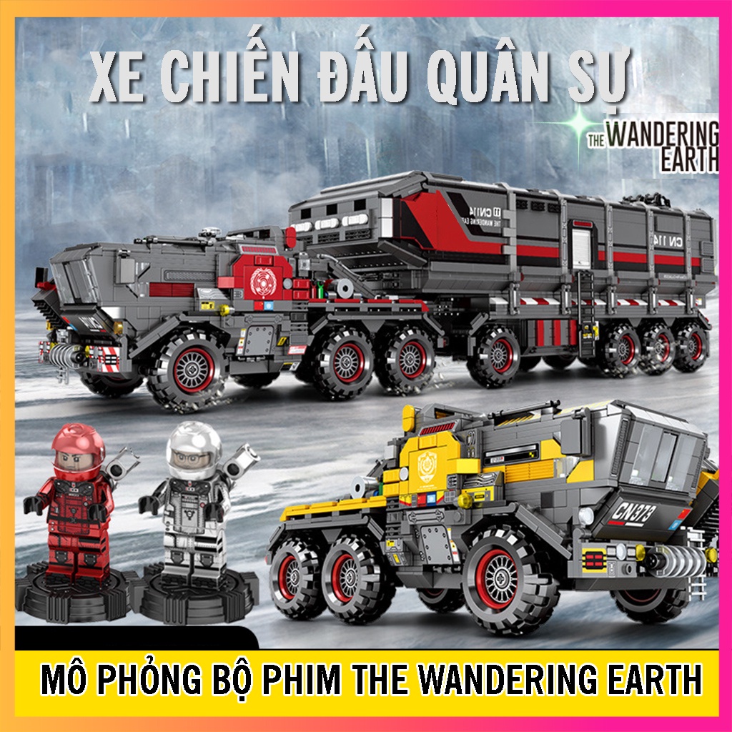 Bộ đồ chơi Lego lắp ráp mô hình xe tải quân đội trang bị vũ khí mô phỏng phim "The Wandering Earth" đồ chơi cho bé
