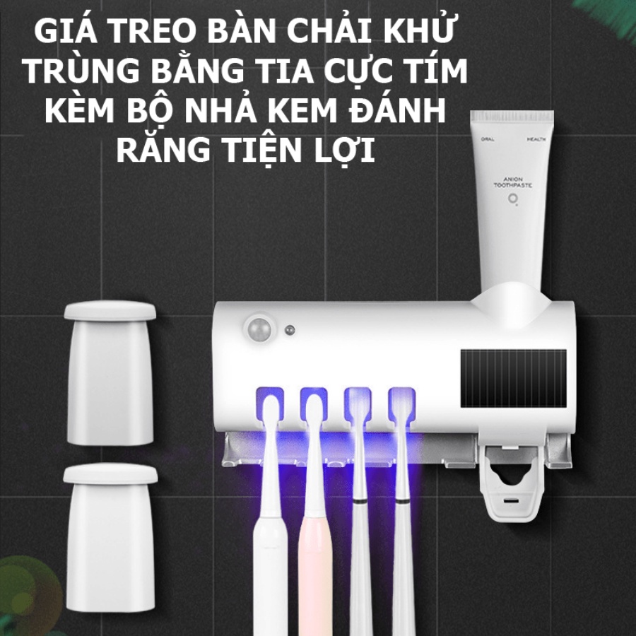 [HCM] Máy khử trùng bàn chải đánh răng treo tường kèm bộ nhả kem đánh răng siêu tiện lợi