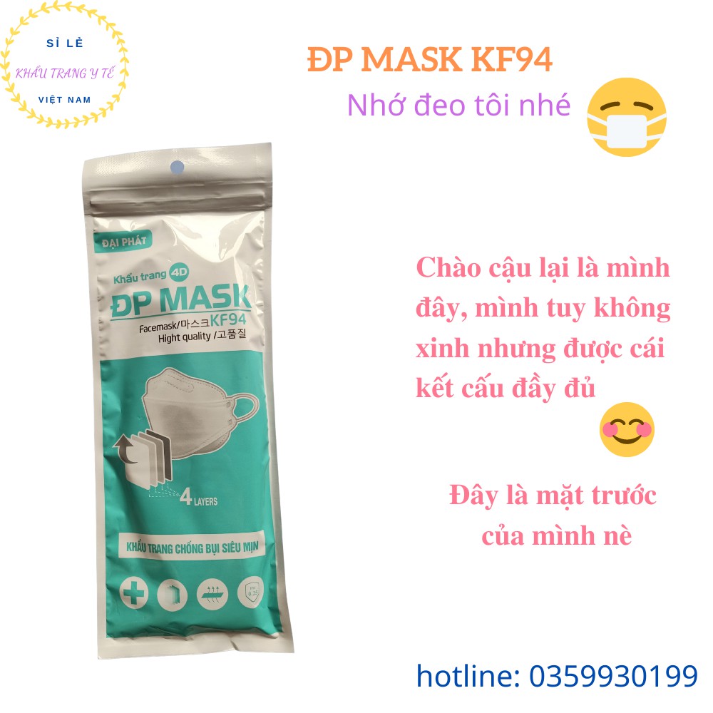 [Đại Phát] Khẩu Trang KF94 Công Nghệ Nhật Bản Kháng Khuẩn Và Khẩu Trang Y Tế Túi 10 Chiếc Màu Trắng, Đen, ám, Xanh, Vàng