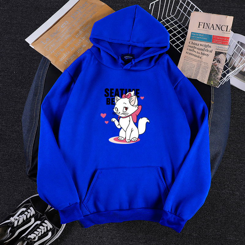 Thời Trang Áo Hoodie Tay Dài In Hình Mèo Dễ Thương Cho Nữ