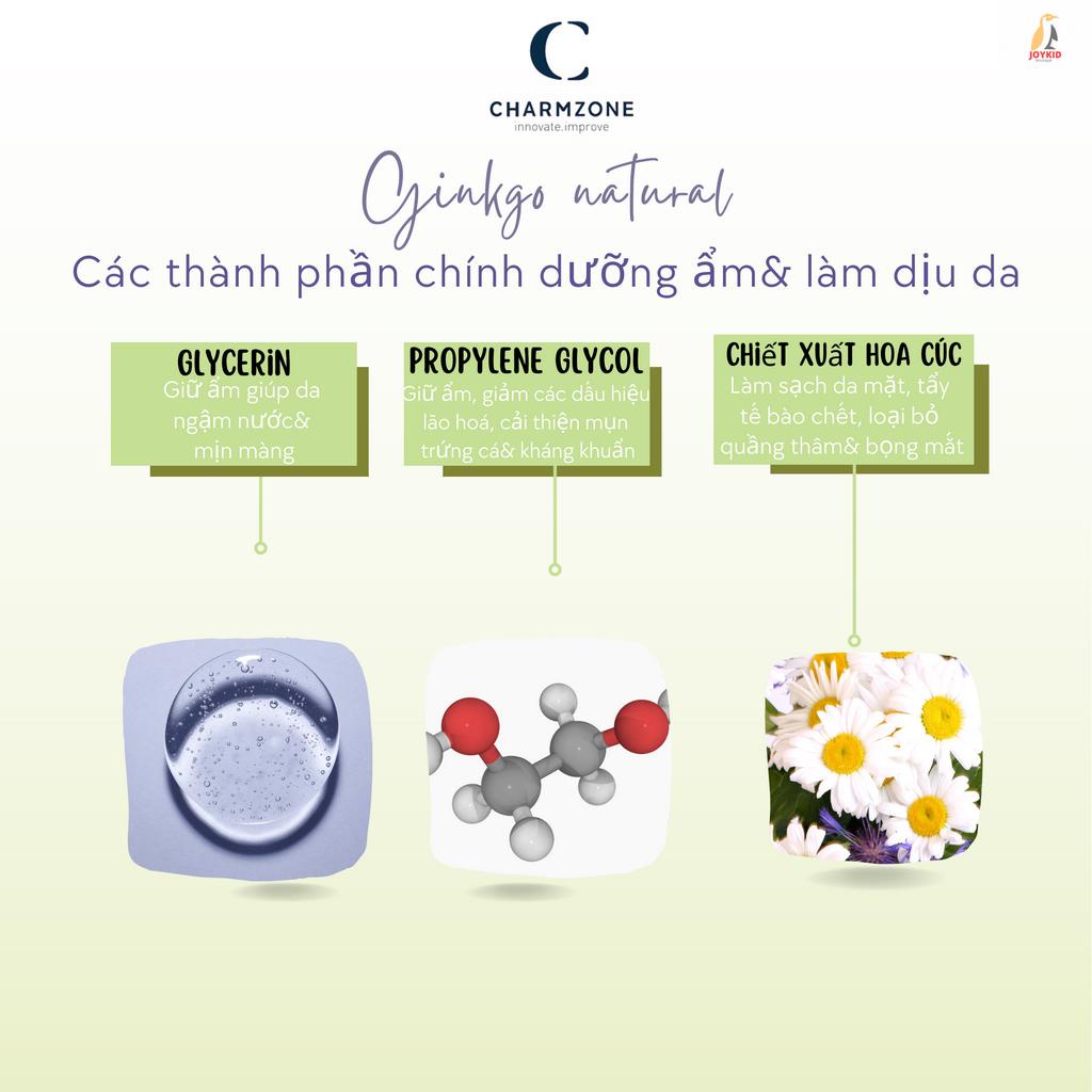 Sữa rửa mặt Ginkgo Cleansing Foam cây bạch quả làm sạch sâu, trắng sáng, dưỡng ẩm da Charmzone Hàn Quốc 200g