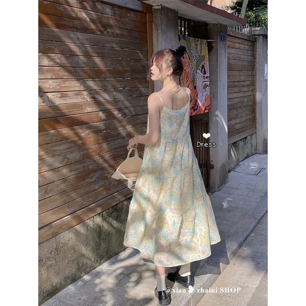 Váy 2 dây hoa nhí chất nhún siêu đẹp siêu xinh, màu ngoài lên chuẩn chỉnh họa tiết hoa nhí