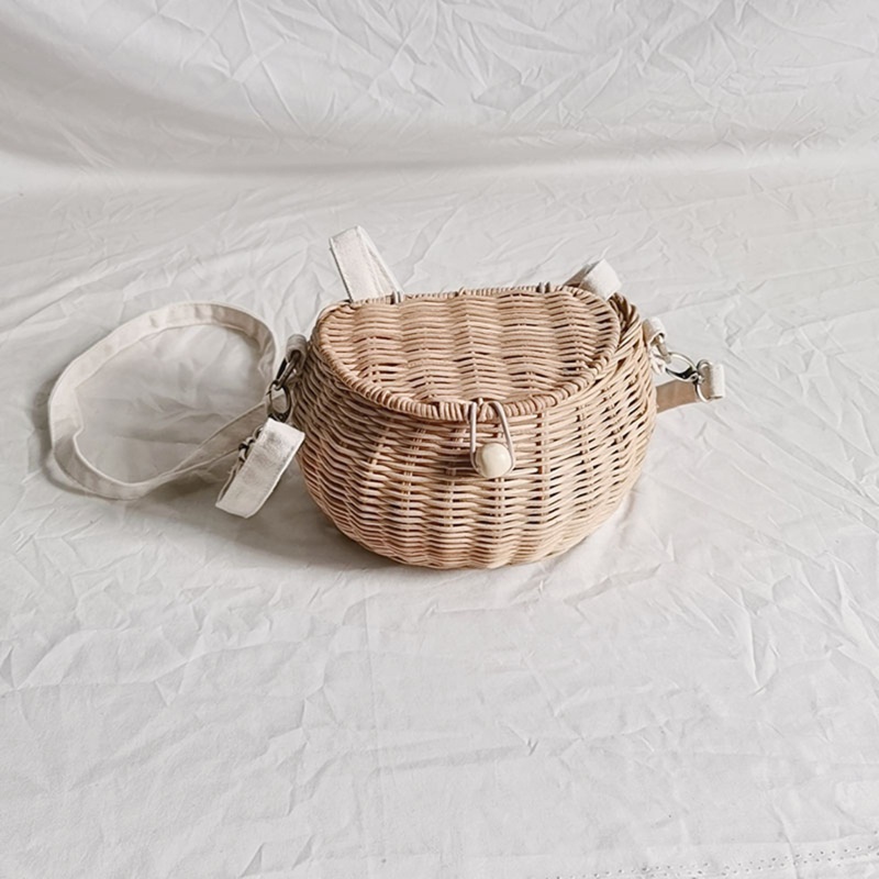 Túi Đeo Chéo Mây Đan Có Nắp Đậy Đựng Đồ Chơi Cho Bé