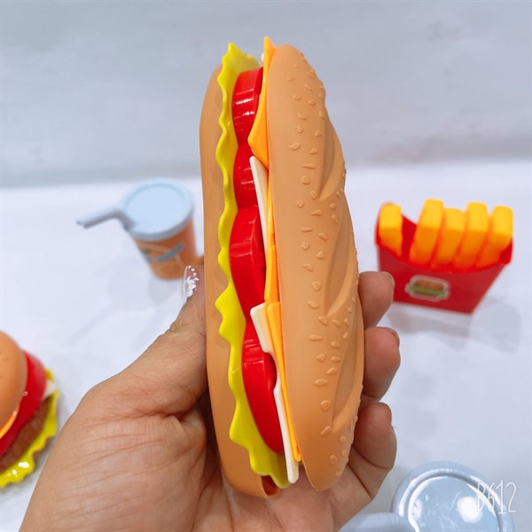 Túi đồ chơi nấu ăn thức ăn nhanh, bánh mì kẹp, hambuger 3260-22