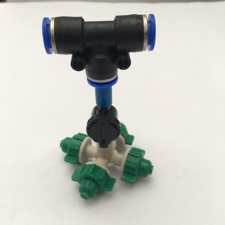 Vòi phun sương 4 cửa kèm Van áp và chân tê dây 8mm
