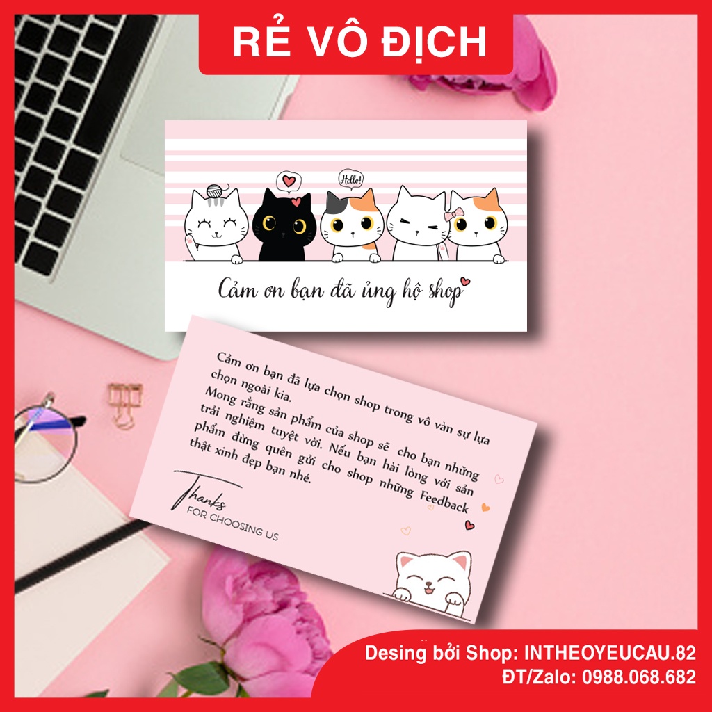 Card in sẵn,  Thiệp cảm ơn khách hàng, Card Thank you,  Giá Rẻ