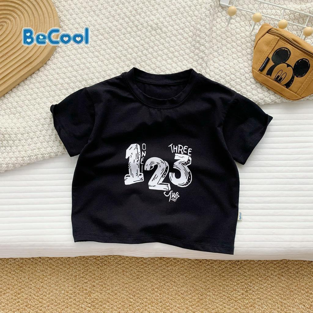 Áo bé trai cộc tay BECOOL 123 áo phông cho bé in hình 123 chất cotton từ 10-26kg