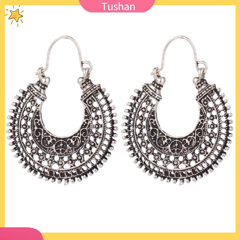 Hoa Tai Kim Loại Dáng Chữ U Phong Cách Retro