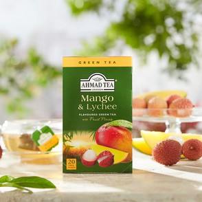 Trà Xanh Túi Lọc Ahmad Mango &amp; Lychee - Trà Ahmad Xoài &amp; Vải Hộp Giấy Bao Thiếc 30g