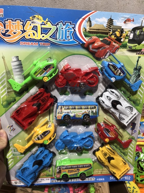 Set 12 Ô Tô Máy Bay Chạy Cót Cao Cấp
