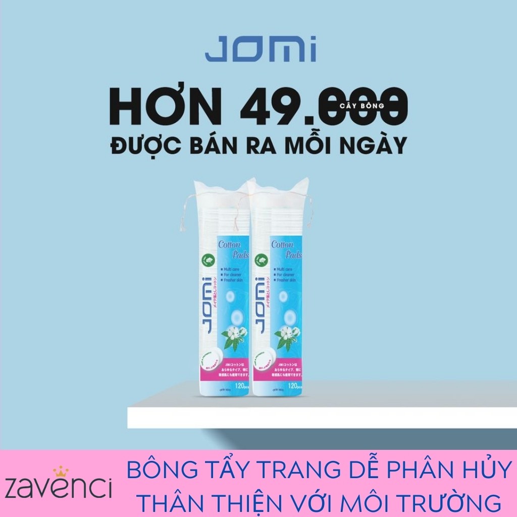 Bông tẩy trang JOMI Thuần Hữu Cơ Tẩy Trang Hiệu Quả Lớp Bông Siêu Mị (120 miếng)