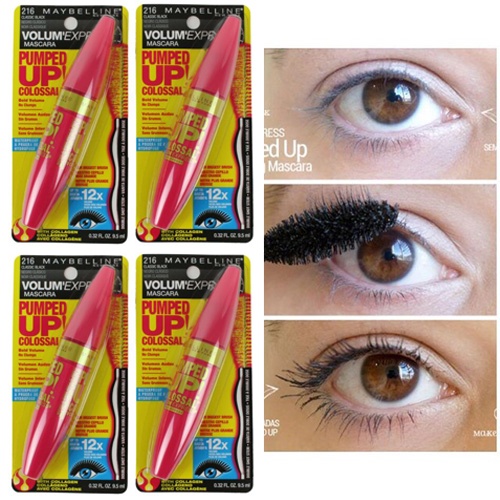 Mascara Maybelline Colossal Volum Express Pumped Up 12x Làm Dày Mi và Làm Cong Mi.