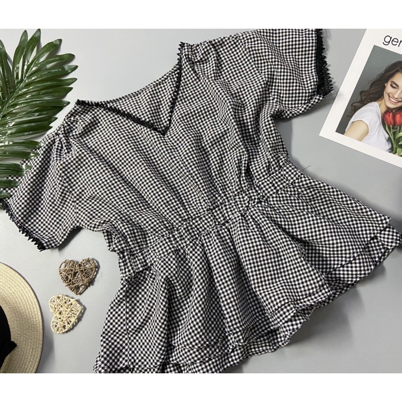 💐Áo peplum kẻ caro ( 22 )