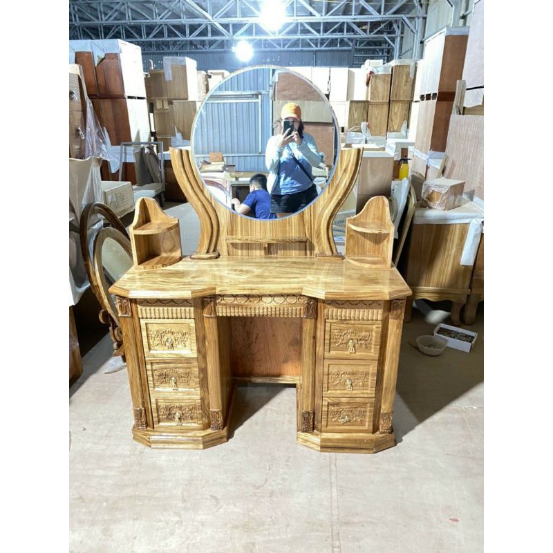 Bộ Bàn Trang Điểm Gỗ Hương Xám Phong Cách Hoàng Gia