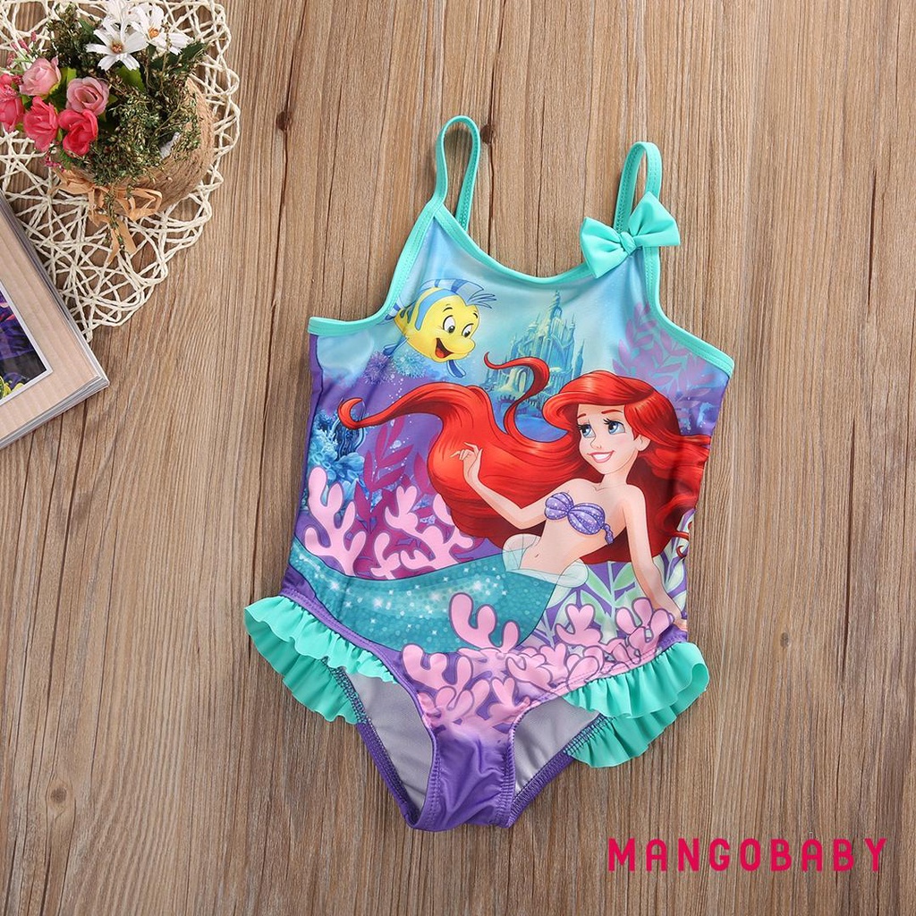 Đồ bơi một mảnh không tay in hình nàng tiên cá thời trang cho bé gái từ 1-5 tuổi